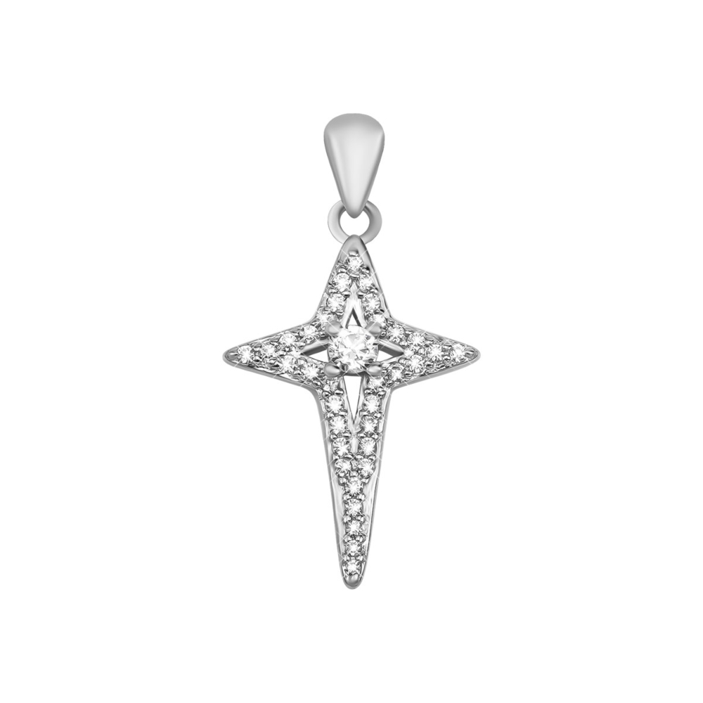 Серебряная подвеска Звездочка с фианитами. Артикул UG5SZDP03749