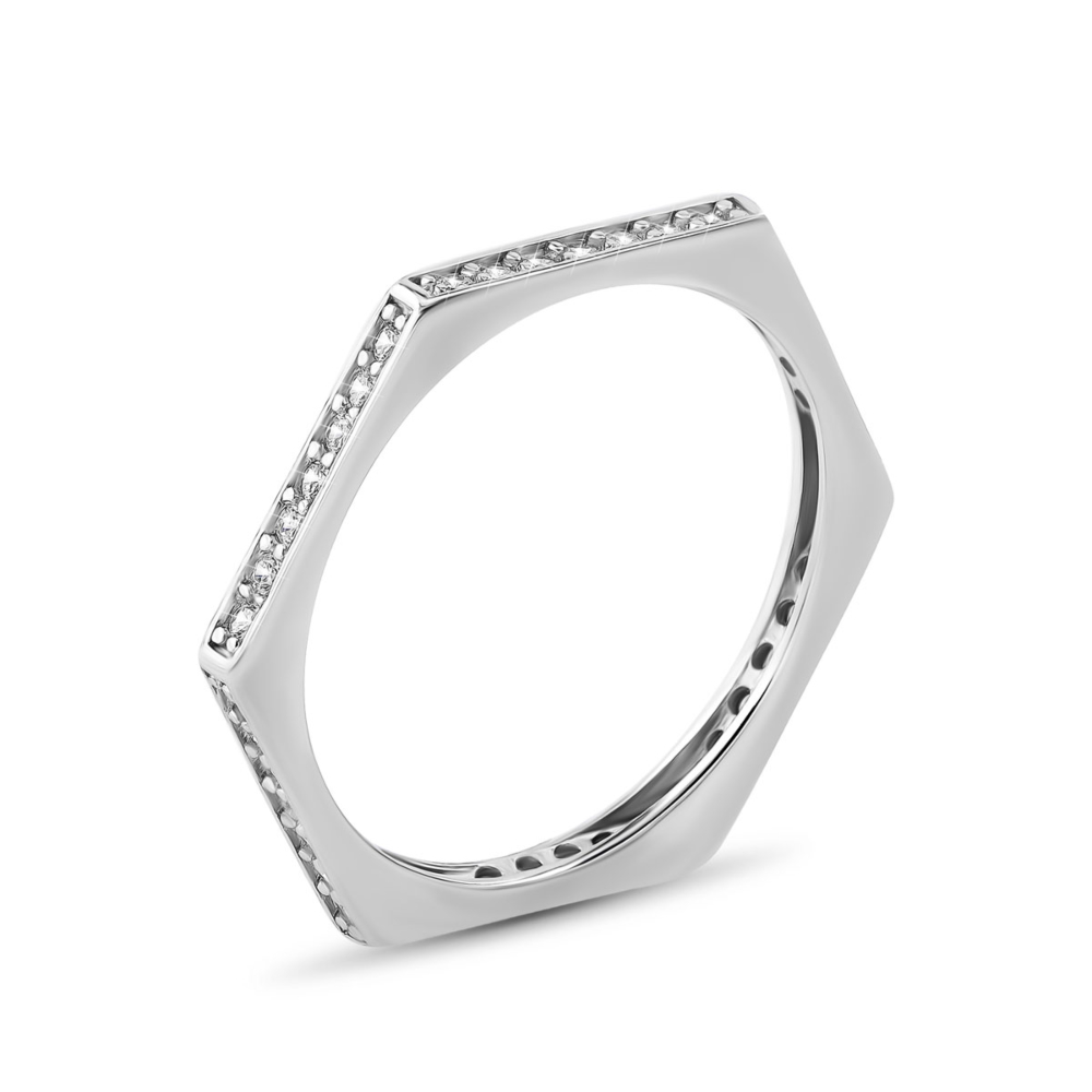 Серебряное кольцо Геометрия с фианитами. Артикул UG5SZDR15601