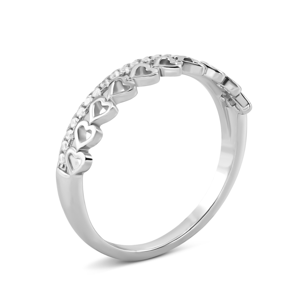 Серебряное кольцо Сердца с фианитами. Артикул UG5SZDR25663