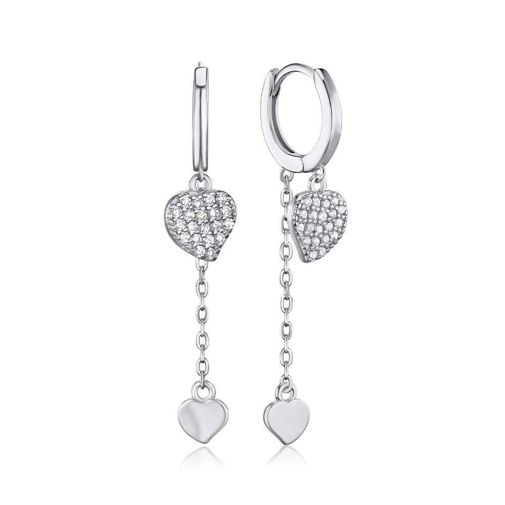 Срібні сережки з фіанітами AE03030-E/12/1