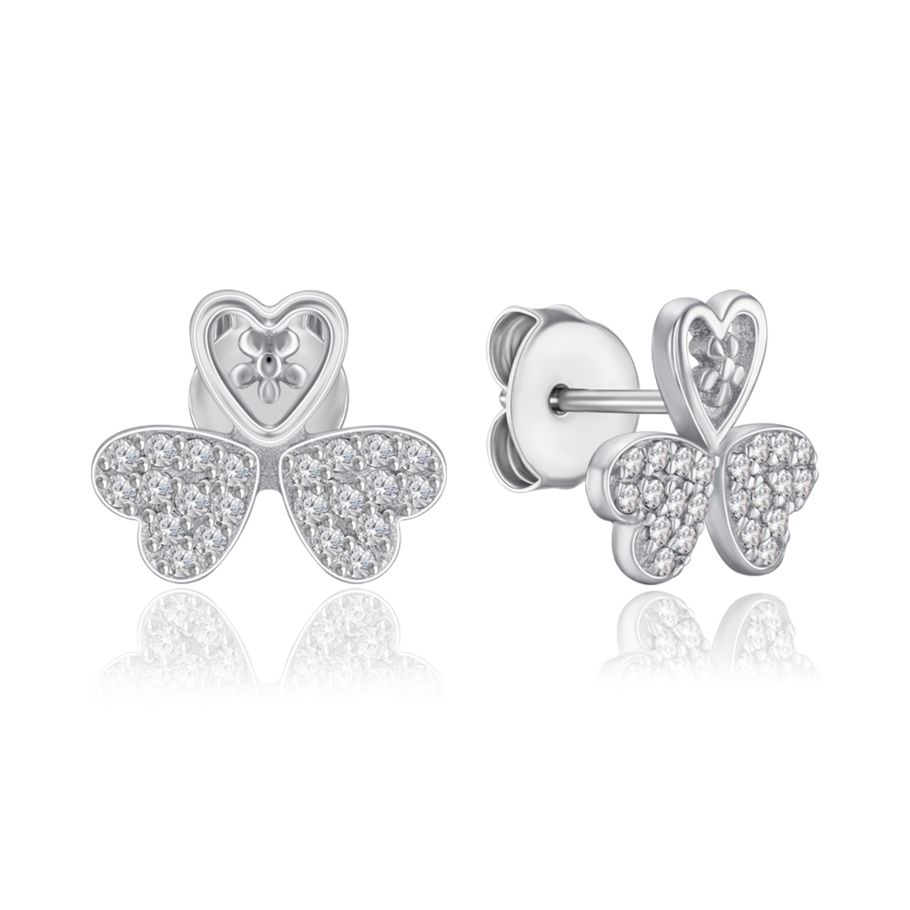 Серебряные серьги с фианитами. Артикул AE03105-E/12/1