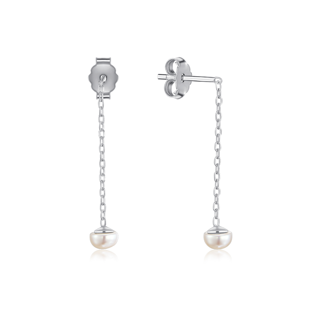 Серебряные серьги с жемчугом. Артикул AL110010-S-W-PO-E/12/4990