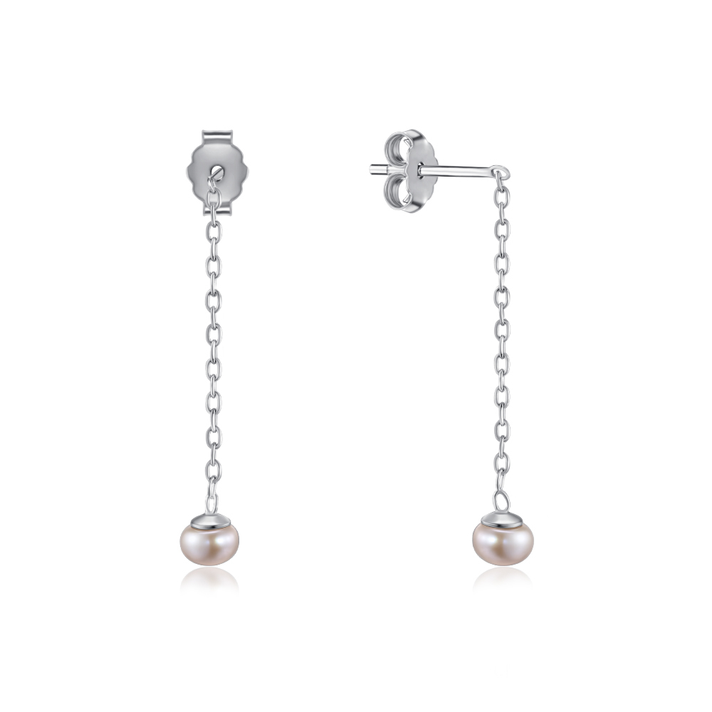 Серебряные серьги с жемчугом. Артикул AL110010-S-W-VT-E/12/4991