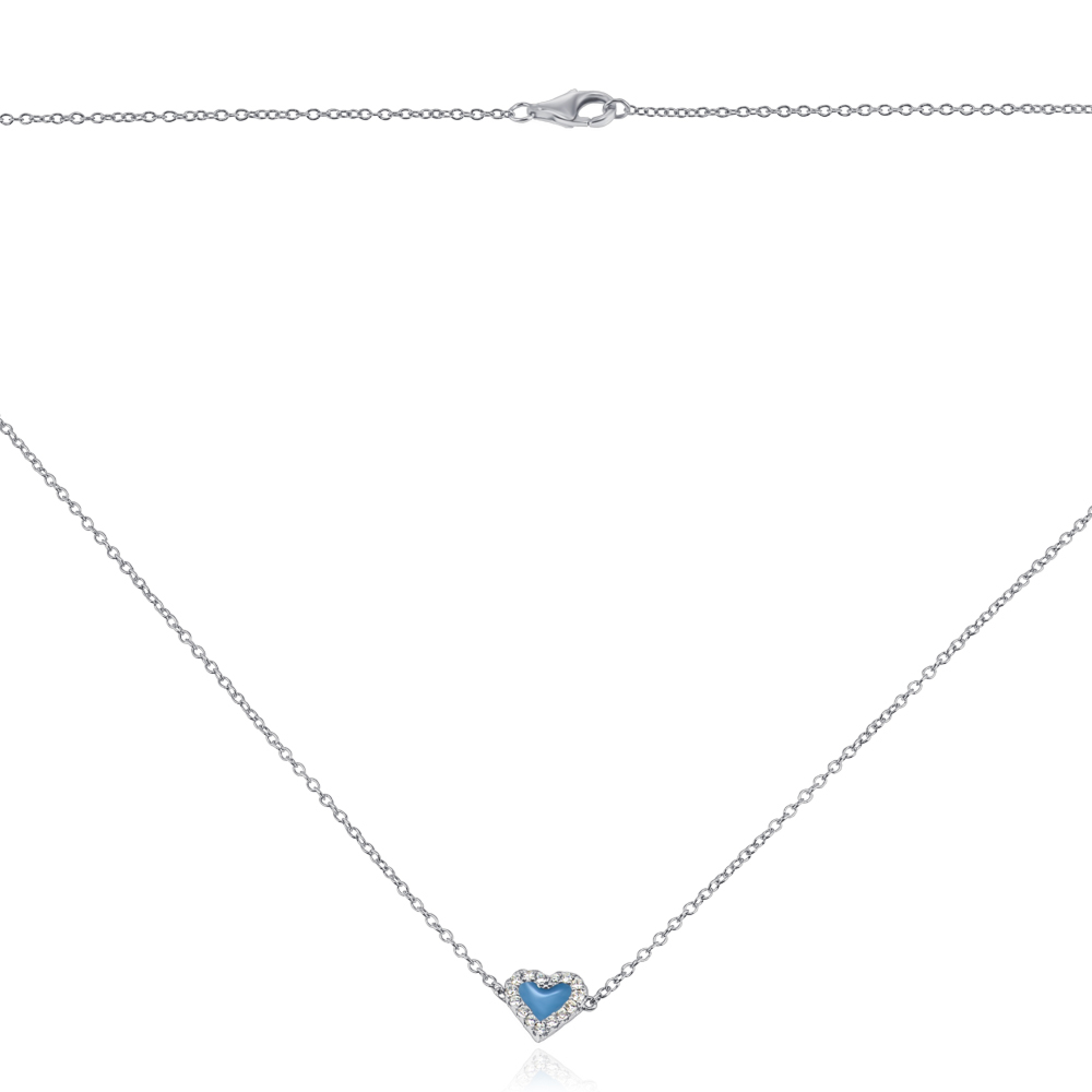 Серебряное колье с эмалью и фианитами. Артикул AY190001-S-W-BU-K/12/1556