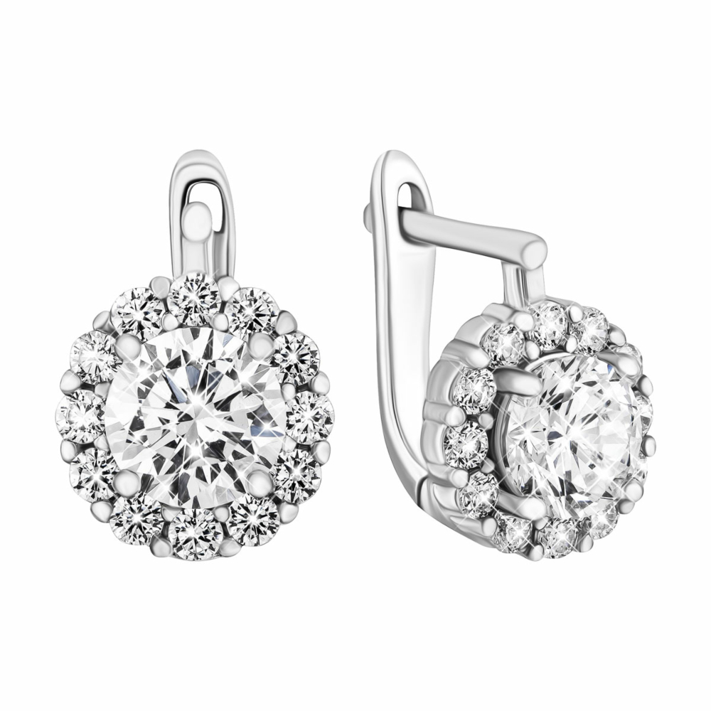 Серебряные серьги с фианитами. Артикул UG5B00027