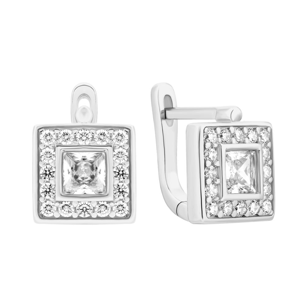 Серебряные серьги с фианитами. Артикул UG5B00029
