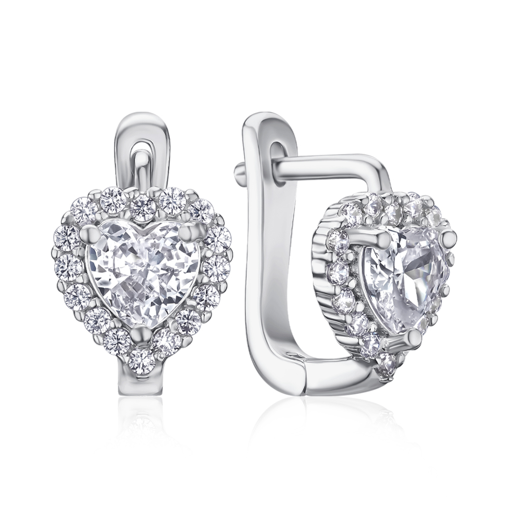 Срібні сережки з фіанітами B00068-E/12/1