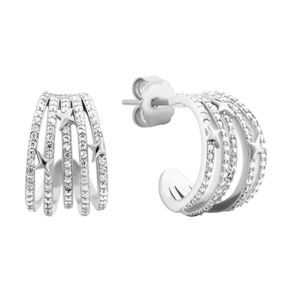 Серебряные пуссеты с фианитами. Артикул UG5B01357