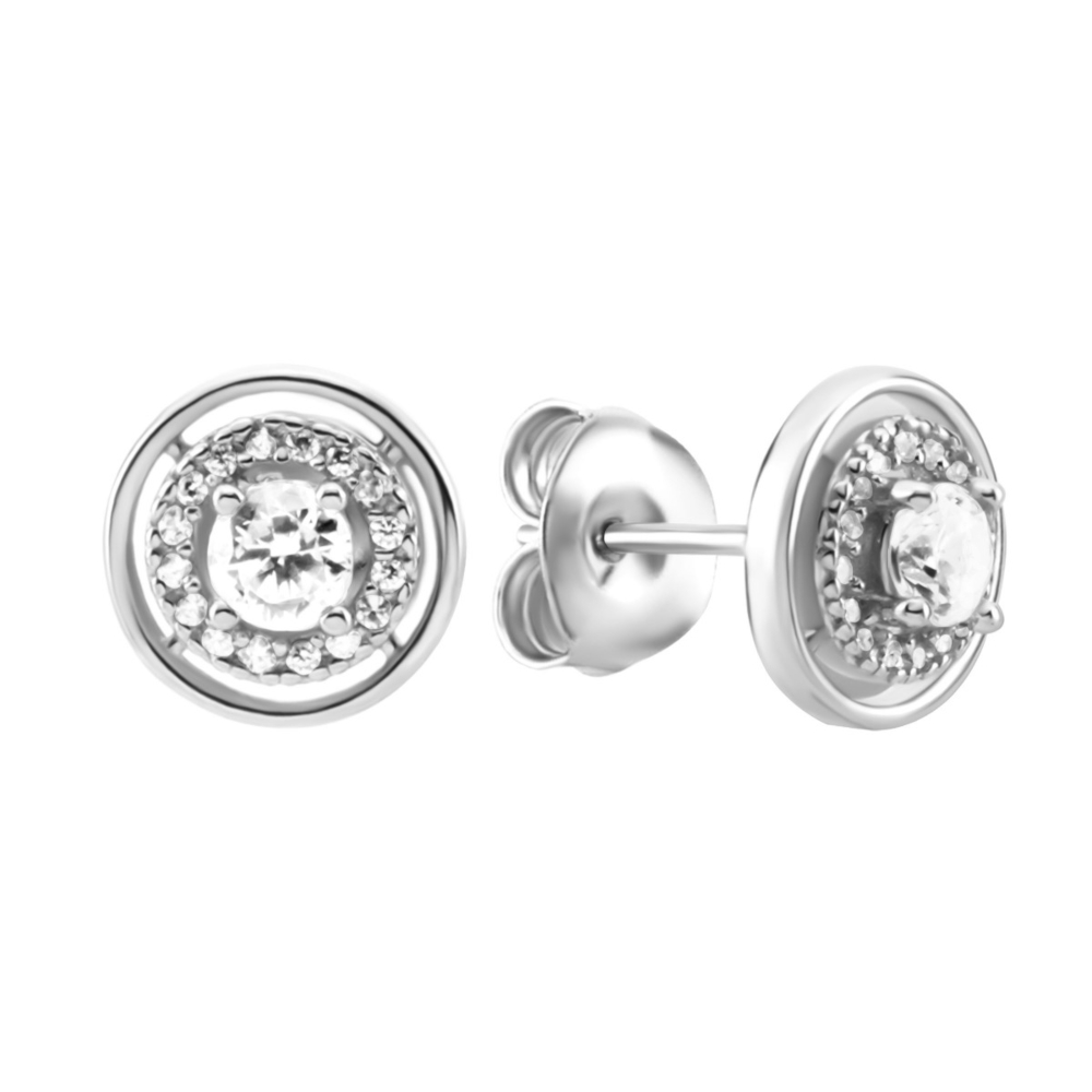 Серебряные пусеты с фианитами. Артикул UG5B01761
