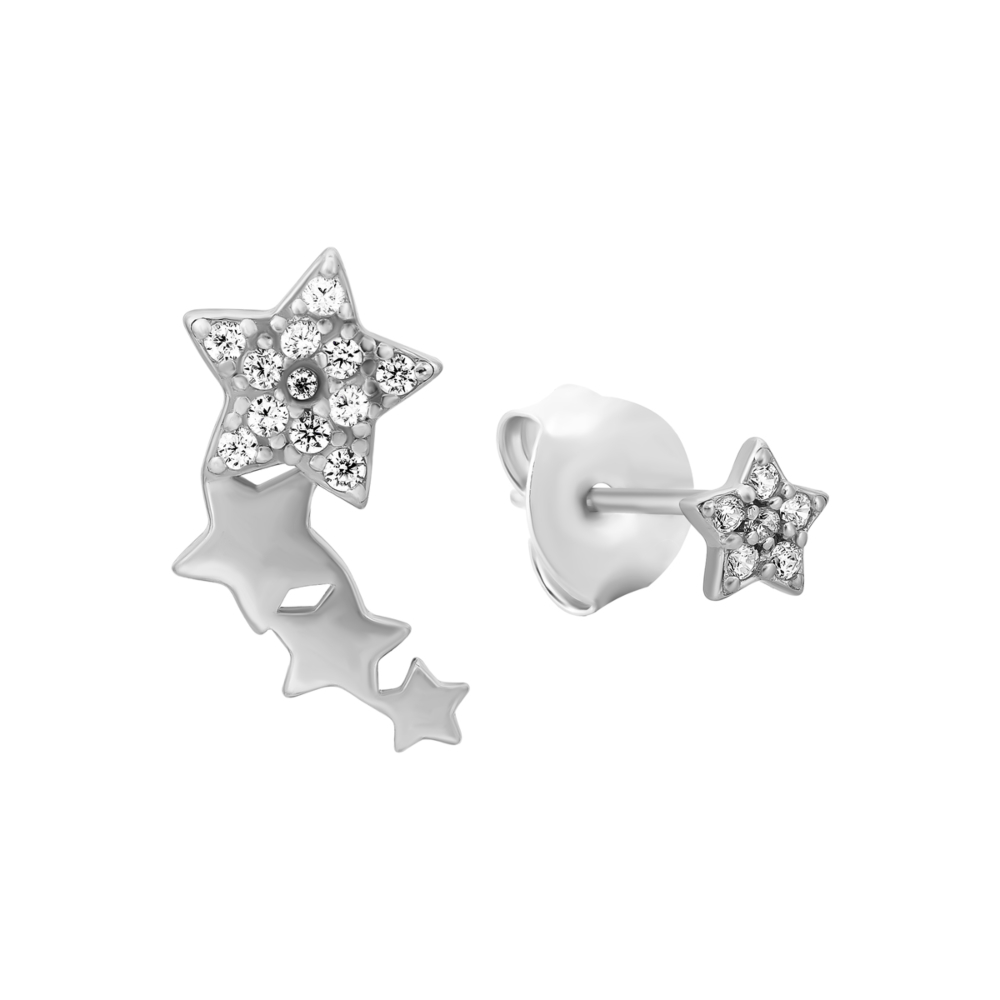 Серебряные пуссеты с фианитами. Артикул UG5B01777