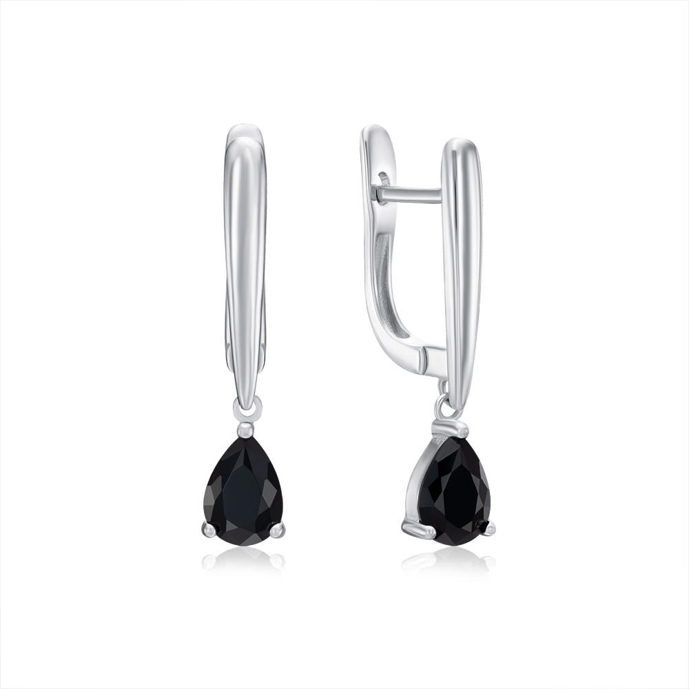 Серебряные серьги с фианитом. Артикул B02011-E/12/526