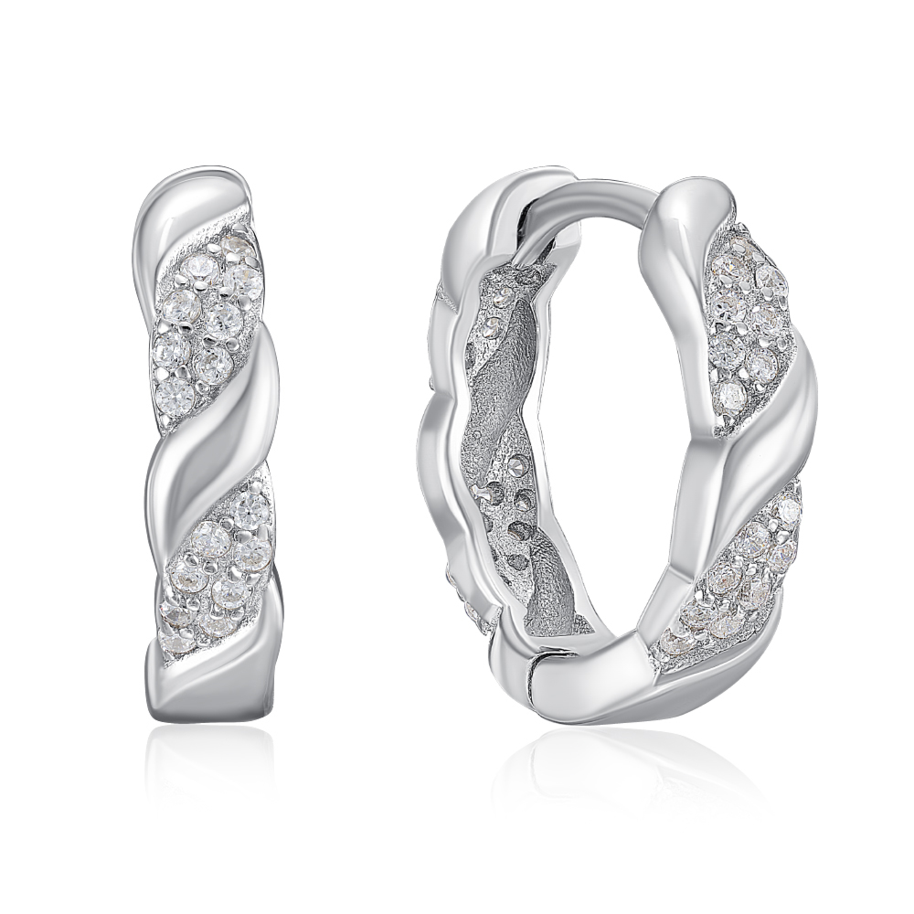 Серебряные серьги-конго с фианитами. Артикул B02123-E/12/1