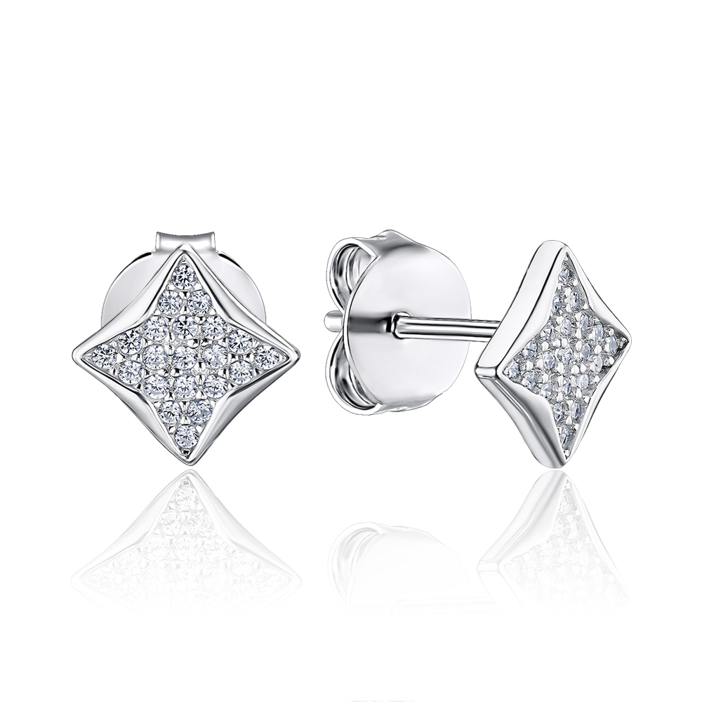 Срібні сережки з фіанітами B08089-E/12/1