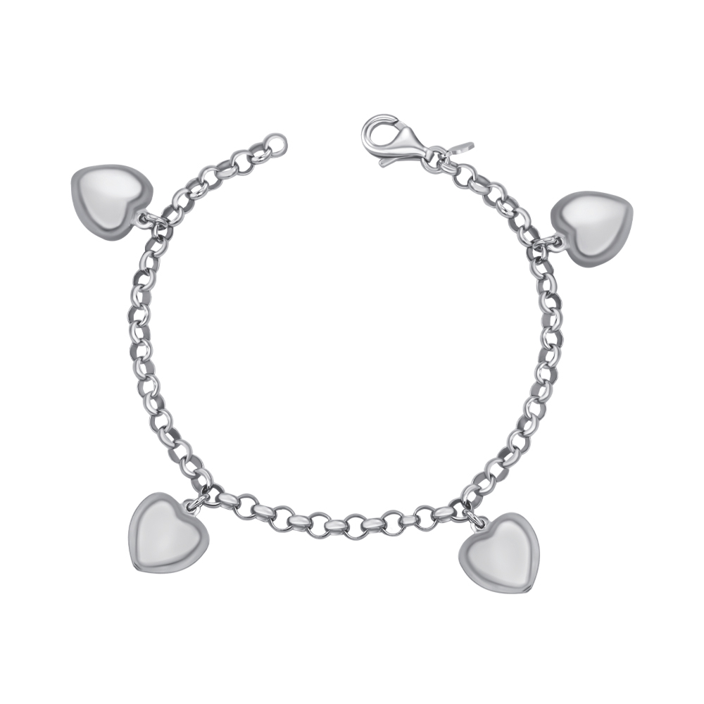 Серебряный браслет «Сердечки» с подвесками BCHXD000041-B/12