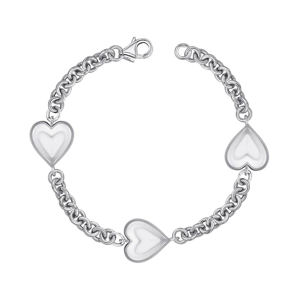 Срібний браслет з сердечками BCHXD000128-B/12