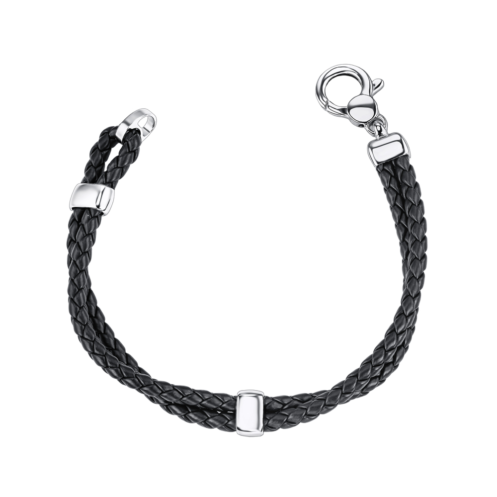 Кожаный браслет с серебряными вставками и замком BLDXU000074-B/12