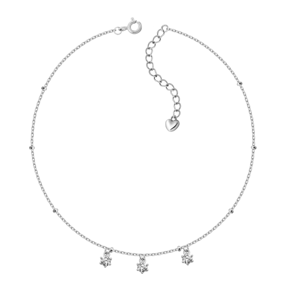Серебряный браслет на ногу с фианитами. Артикул UG5BR34432-A