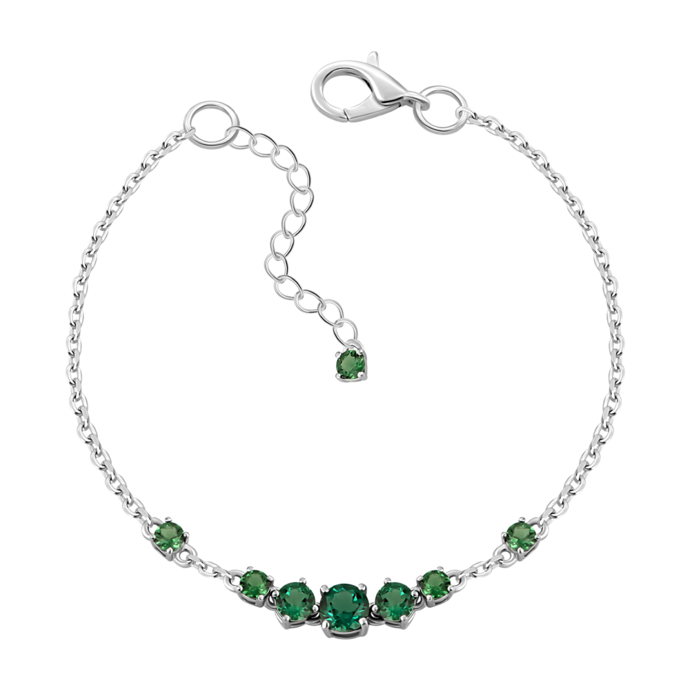 Серебряный браслет с зеленым кварцем.Артикул UG54201р-QGR