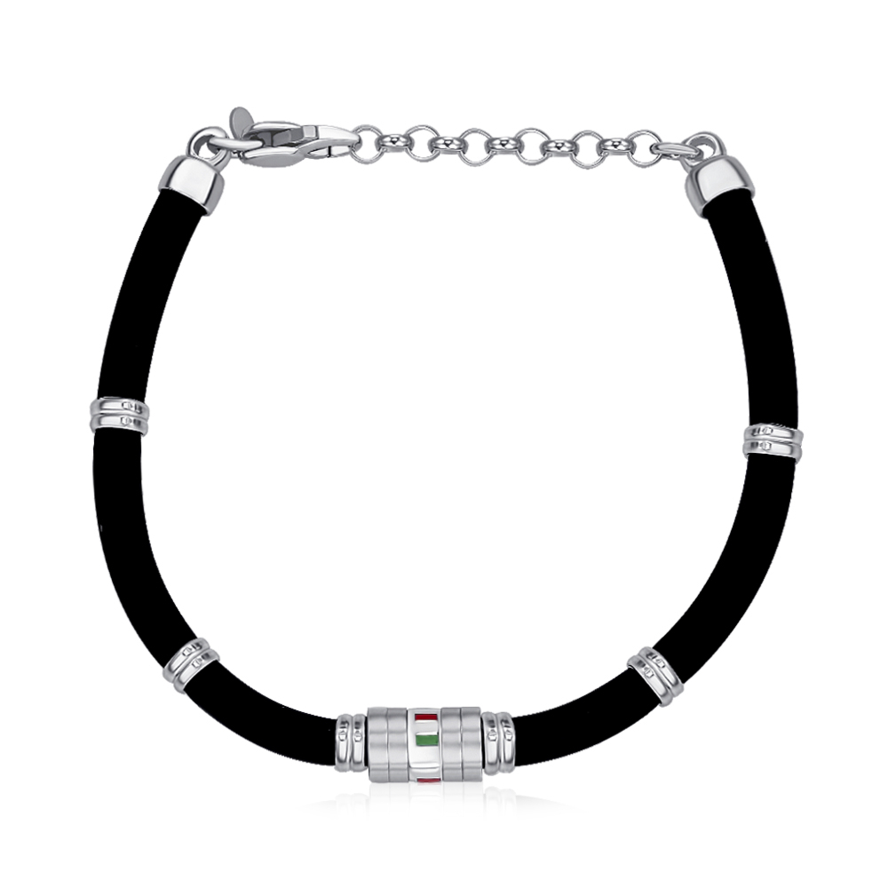 Серебряный браслет с каучуком BRBSU000010-B/12/2594