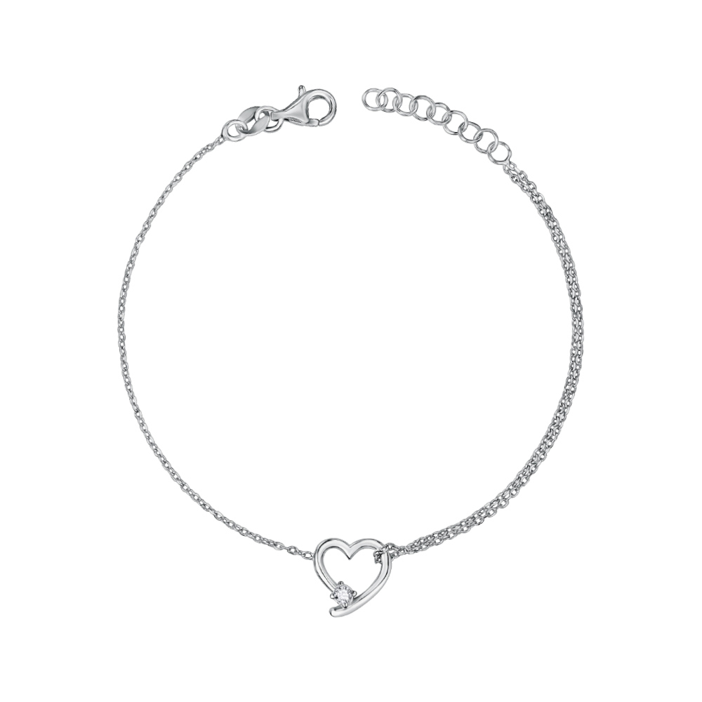 Срібний браслет "Серце" з фіанітом BRT  10187 P-B/12/1