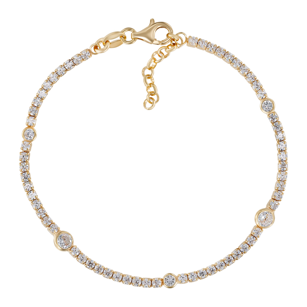 Серебряный позолоченный браслет с фианитами. Артикул BRT  10887 G-B/20/1