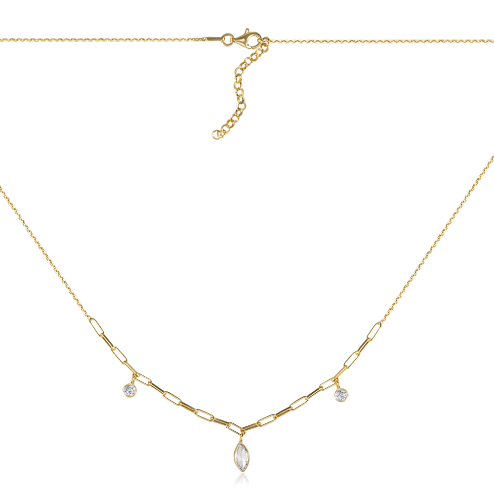 Серебряное колье с фианитами. Артикул CLT  10216 G-K/20/1