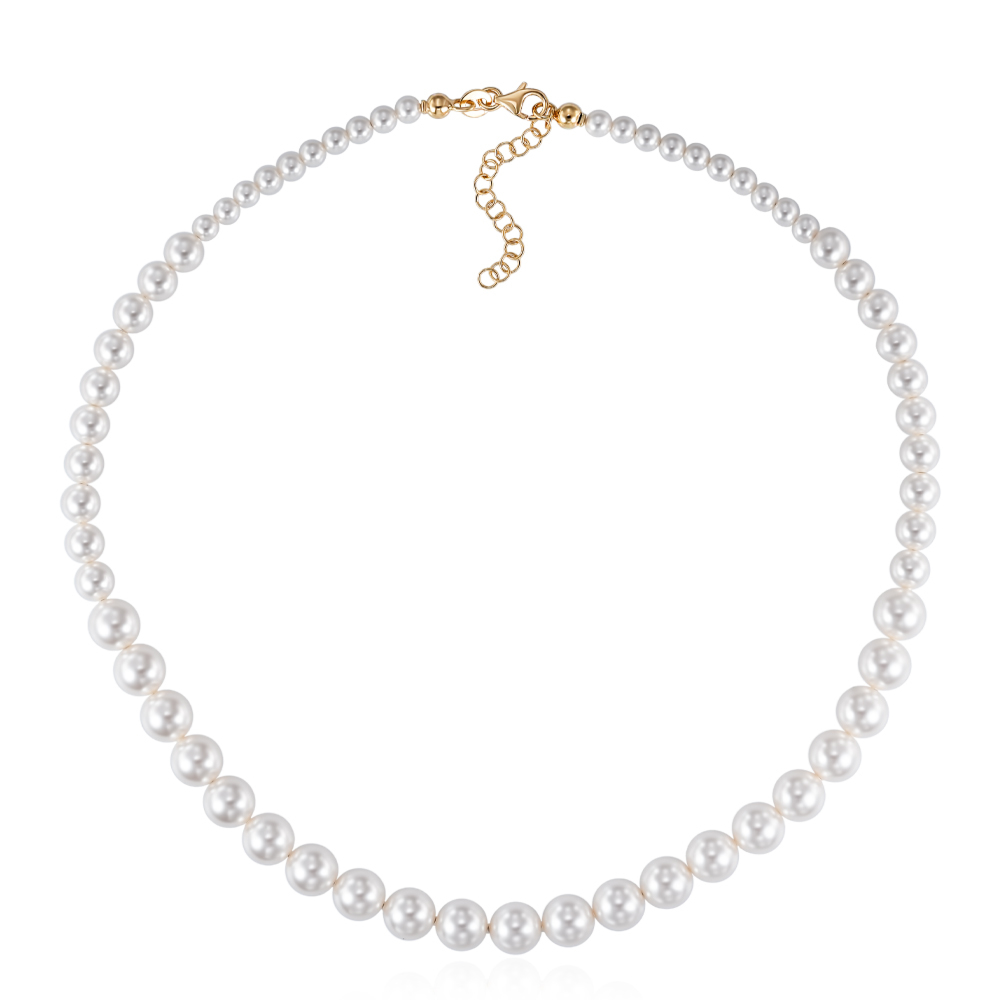 Серебряное позолоченное колье с жемчугом. Артикул CLT  11279 G-K/20/4787