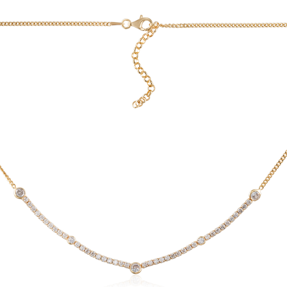 Серебряное позолоченное колье с фианитами. Артикул CLT  11820 G-K/20/1
