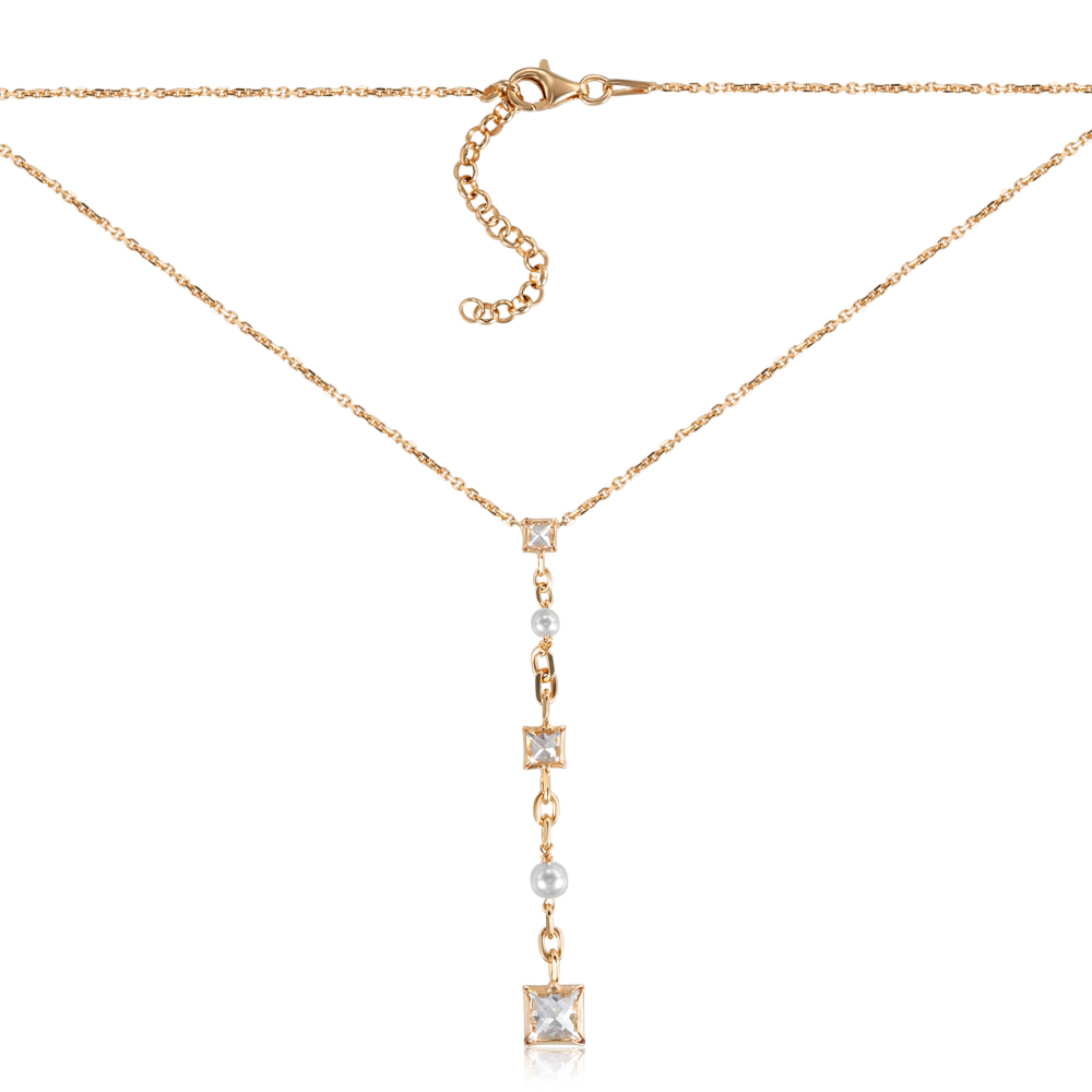 Серебряное колье с жемчугом и фианитами. Артикул CLT  11839 G-K/20/4812