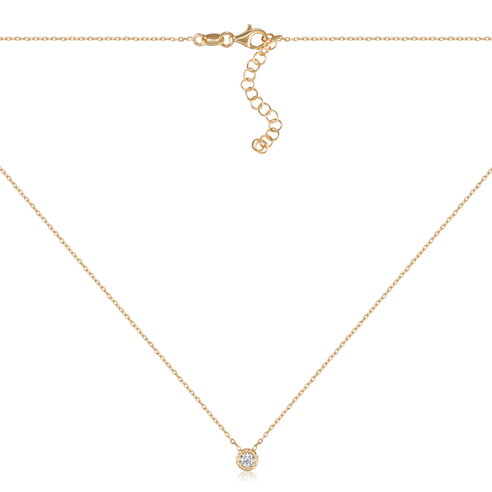 Серебряное позолоченное колье с фианитом. Артикул CLT  11869 G-K/20/1