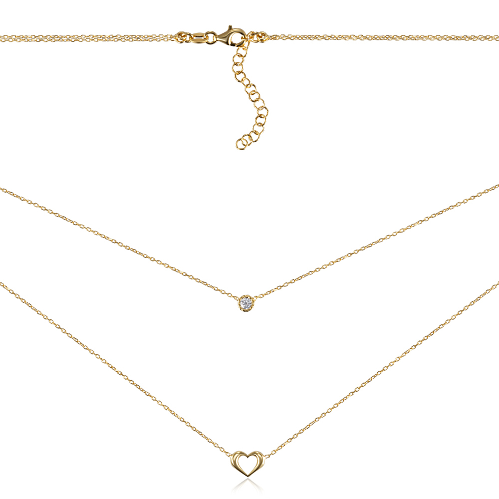 Серебряное позолоченное колье с фианитом. Артикул CLT  11873 G-K/20/1