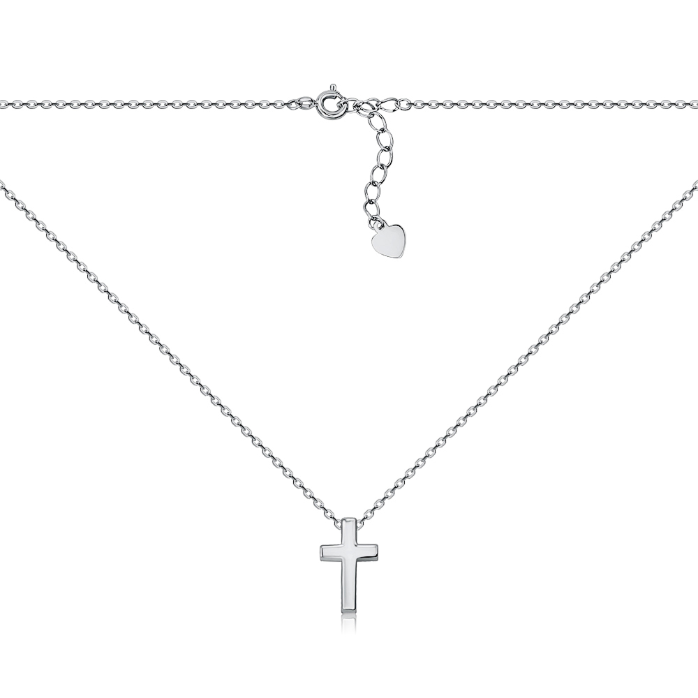 Срібне кольє з підвіскою-хрестиком без вставки DC00034-K/12