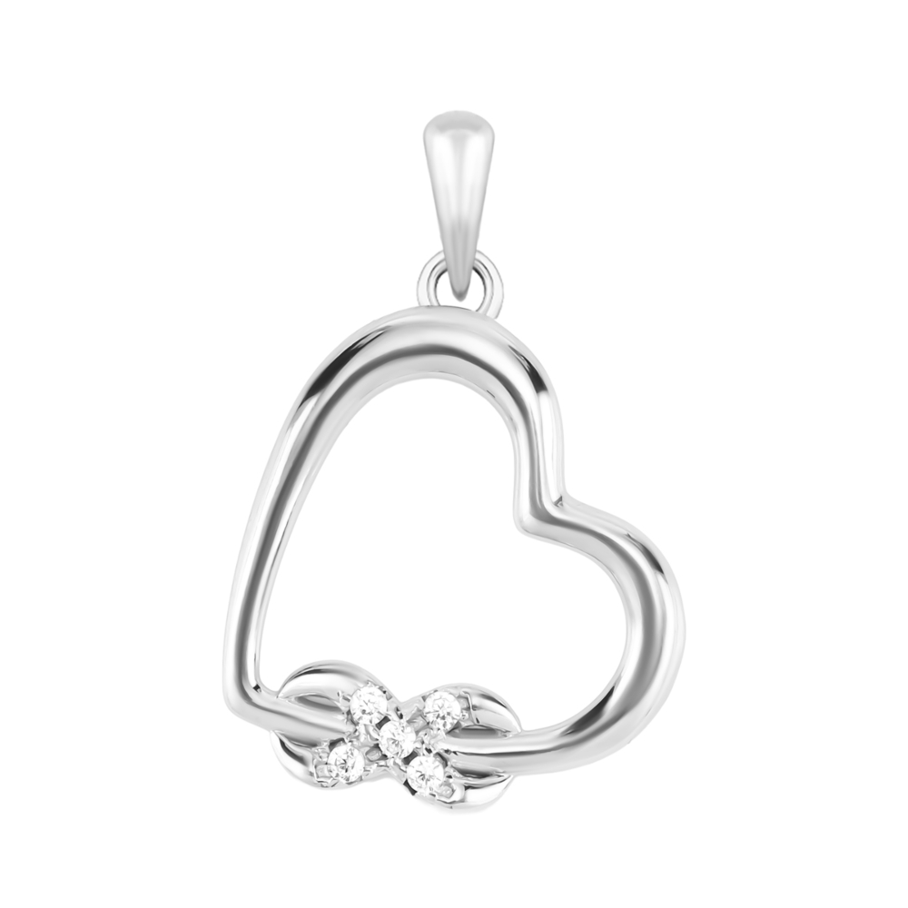 Серебряная подвеска Сердце с фианитами. Артикул UG5DN01463