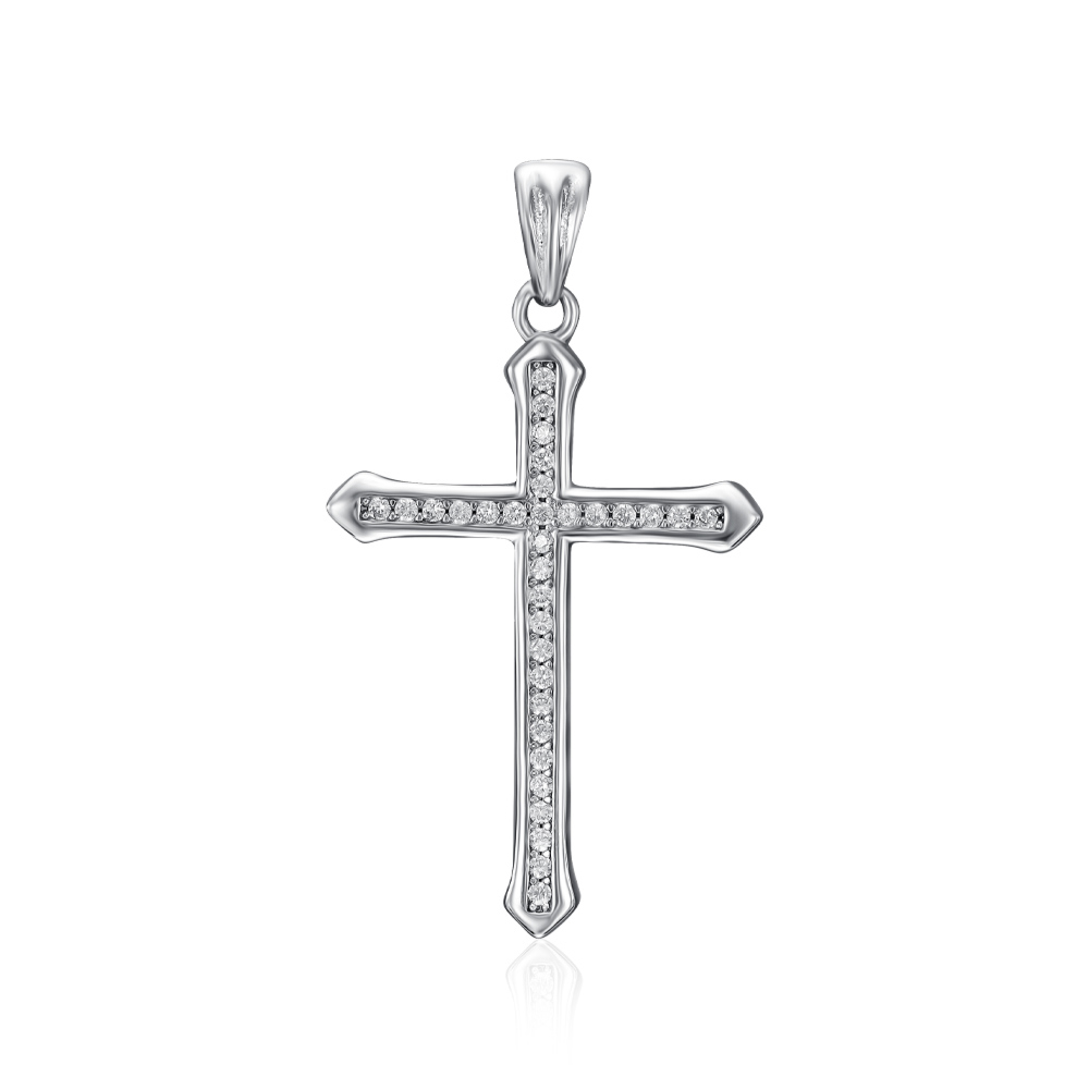 Серебряный крестик с фианитами. Артикул DP16044-P/12/1