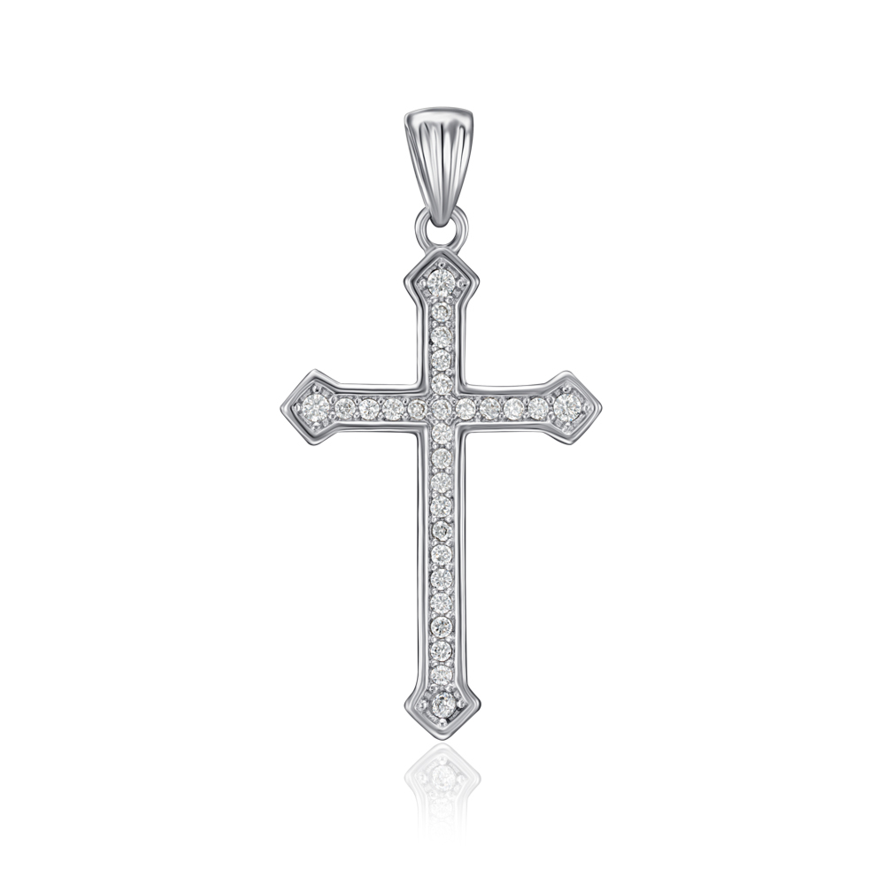 Серебряный крестик с фианитами. Артикул DP17944-P/12/1