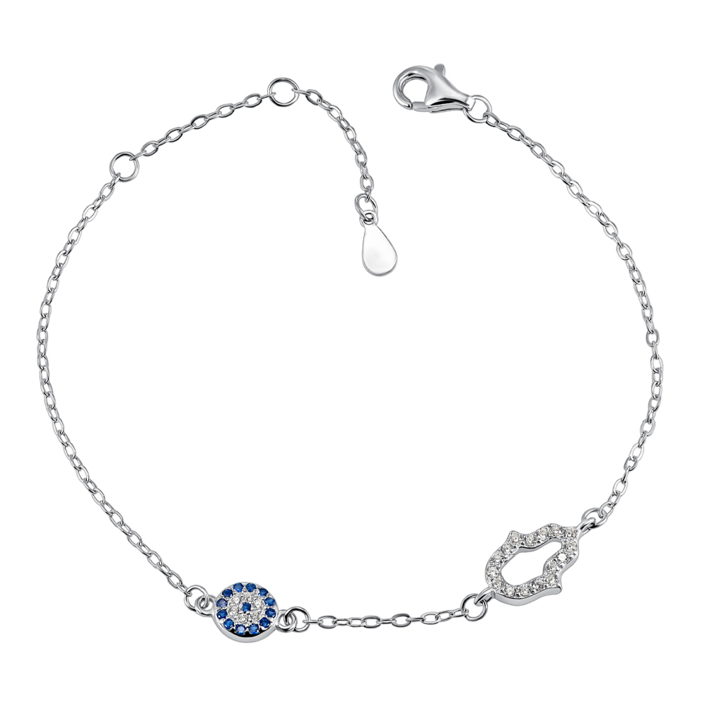 Серебряный браслет с фианитами. Артикул DY150184-S-W-BA-B/12/1511