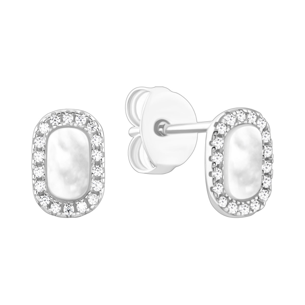 Серебряные пуссеты с перламутром. Артикул UG5E001605
