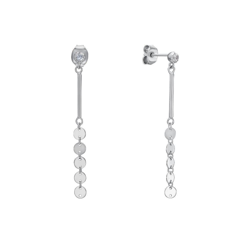 Серебрыные серьги с фианитом. Артикул EA60174-E/12/1