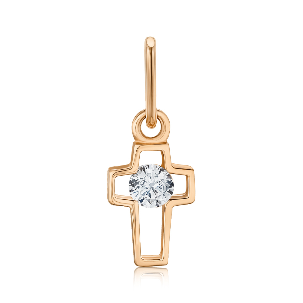 Золотий хрестик з фіанітом F-1036-P/01/1