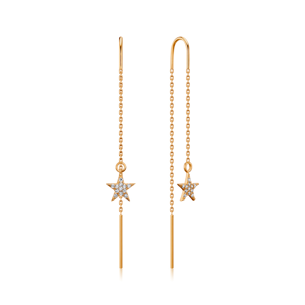 Золоті сережки з фіанітами F-1147-E/01/1