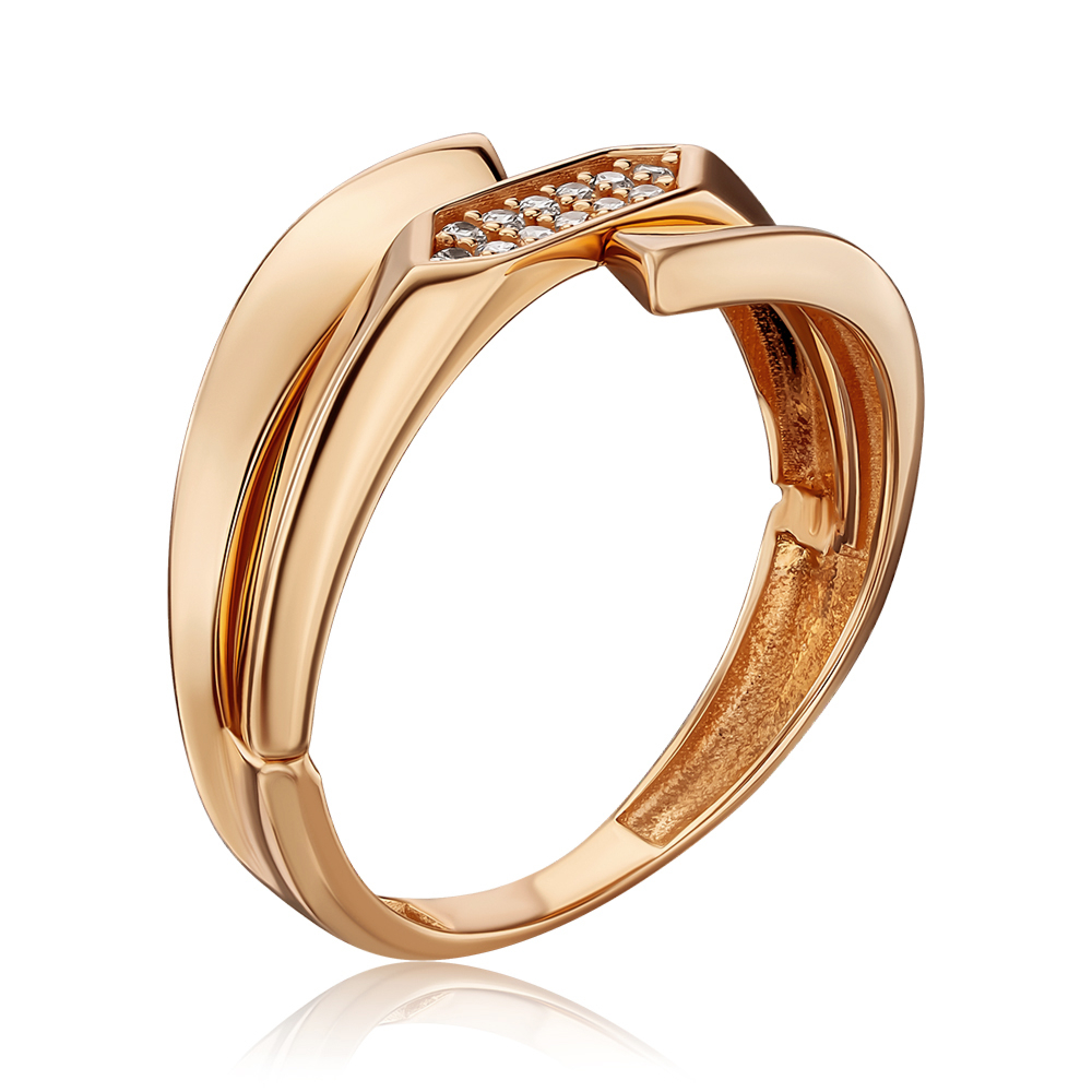 Золота каблучка з фіанітами F-1178-R/01/1