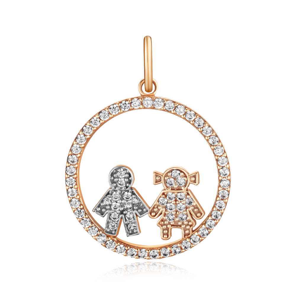 Золота підвіска з фіанітами F-1353-P/01/1