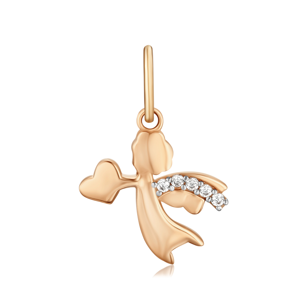 Золотая подвеска «Ангел» с фианитами F-1405-P/01/1