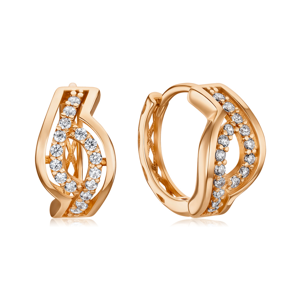 Золоті сережки з фіанітами F-1464-E/01/1