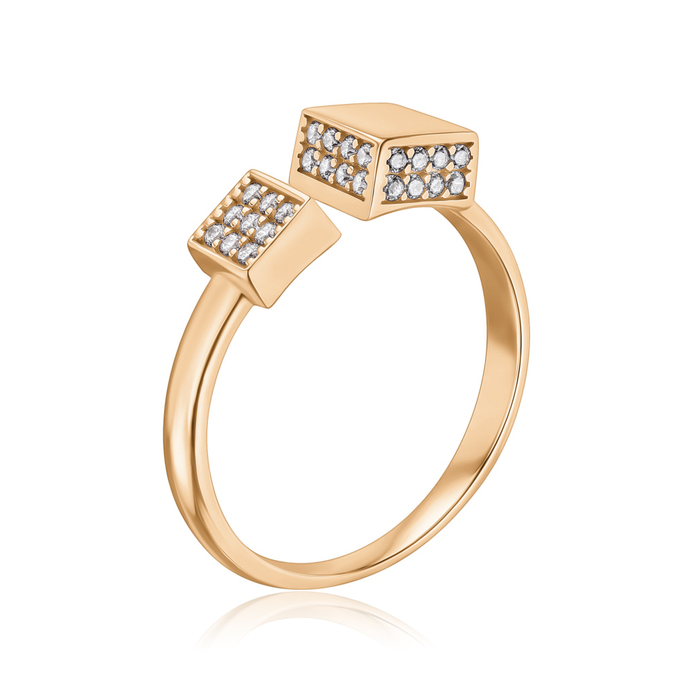 Золота каблучка "Геометрія" з фіанітами F-2519-R/01/1