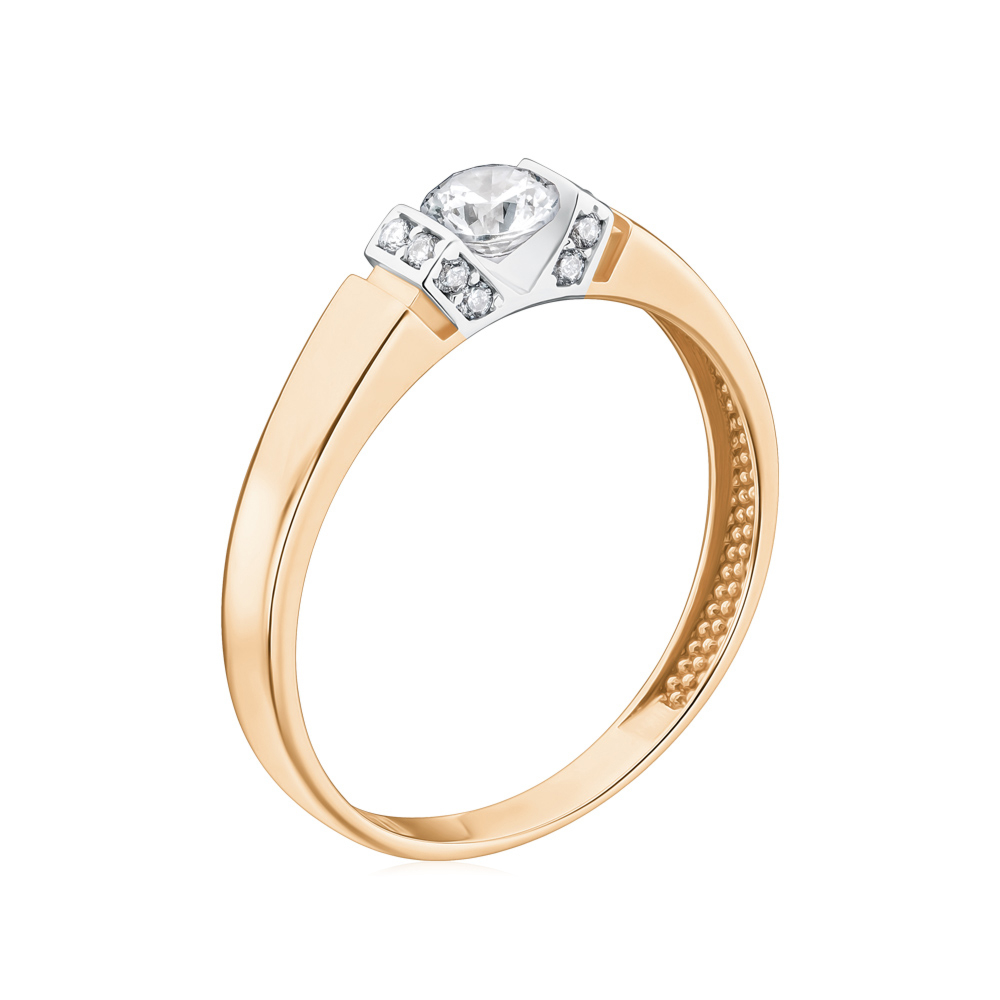 Золота каблучка з фіанітами F-2520-1-R/01/1