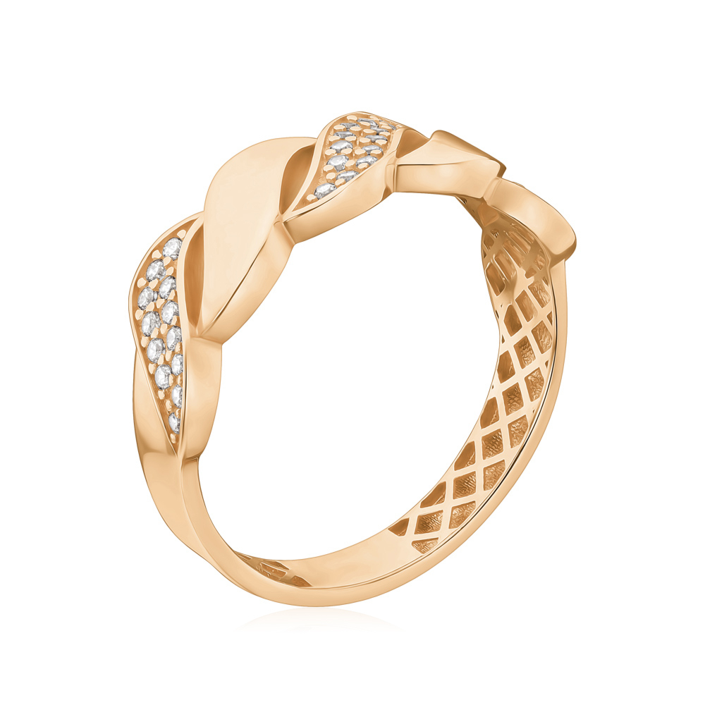 Золота каблучка з фіанітами F-2530-1-R/01/1