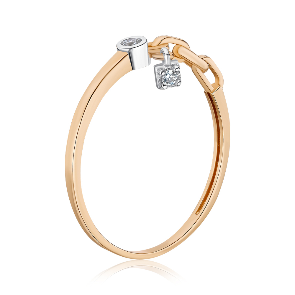 Золота каблучка з фіанітами F-2614-R/01/1