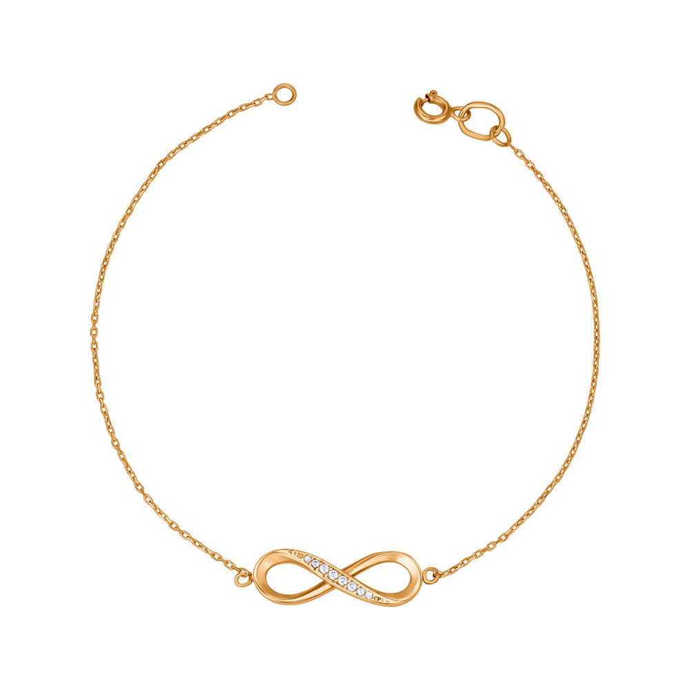 Золотий браслет "Нескінченність" з фіанітами F-2730-B/01/1