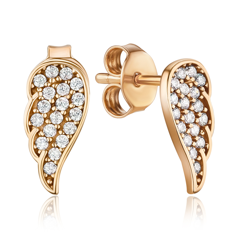 Золоті сережки-пусети з фіанітами F-2815-E/01/1